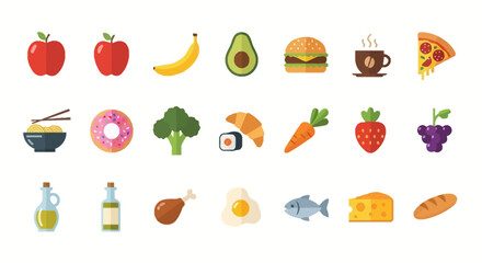 A colorful collage of various delicious foods and drinks, perfect for culinary content and designs