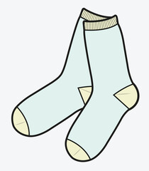 Boys socks design technical flat sketch vector mockup template.