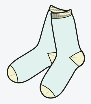 Boys socks design technical flat sketch vector mockup template.