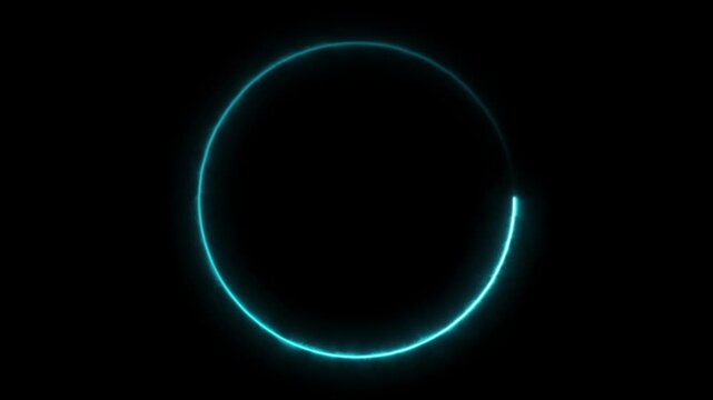 Neon glowing circle animation on black background abstract motion dynamic footage