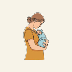 Obraz premium Mother holding her newborn baby with love and care.