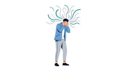 Illustration of a Man overwhelmed by Stress and Emotional Overload with Creative Representation