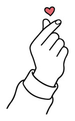 Korean Finger Heart Hand Gesture – Minimal Line Art Love Symbol Vector
