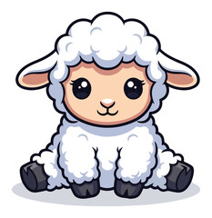 Cute Baby Sheep Cartoon. Adorable Lamb Vector Illustration for Kids.