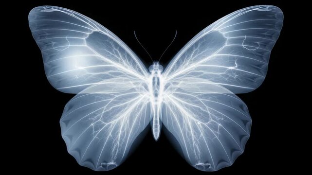 Ethereal translucent butterflies emerge in a mesmerizing visual display against black