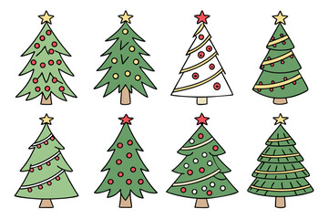 Obraz premium Set of Illustrated Vector Christmas Tree Icons
