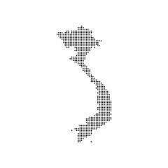 dotted halftone black silhouette of vietnam map isolated. vietnam country map for travel and presentation. vietnam halftones map vector illustration.  world maps circle. global map.