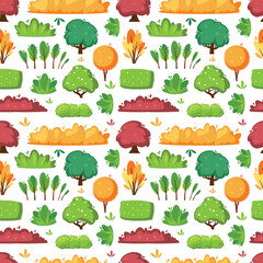 trees pattern. flat flora evergreen summer nature, botanical leaf. vector cartoon seamless pattern.