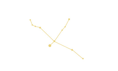 白鳥座の星座線のイラスト（ゴールド色）