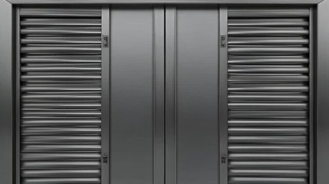 Seamless Loop of Industrial Gray Metallic Shutter Vibrating