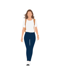 Fototapeta premium Flat vector people and illustration, woman with casual outfit