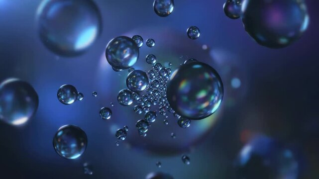 Ethereal animation of cosmic bubble universes floating in abstract deep space
