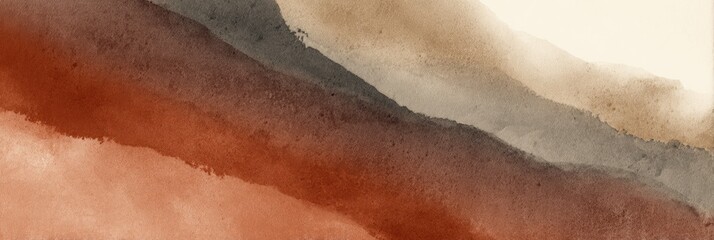 Abstract watercolor artwork with gradient layers of earthy tones, evocative of landscape