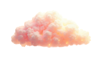 Soft pink cloud with golden sparkles and magical light glow