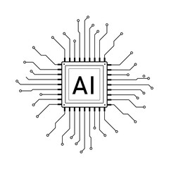 AI chip icon. Artificial intelligence (AI) processor. Stock Vector