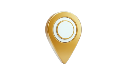 Golden Location Pin Isolated on White Background