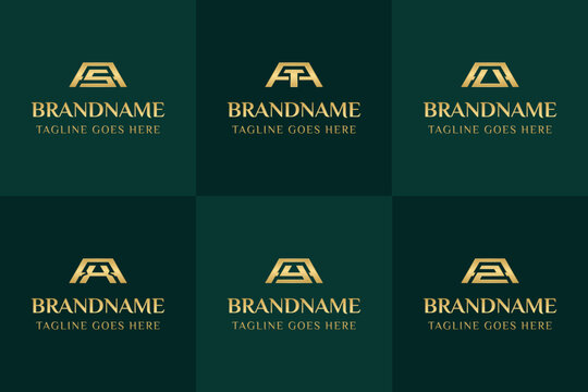 Letters AS AT AU AX AY AZ Gold Bar Logo, symbolizing wealth, value, and premium quality