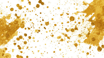 Golden Paint Splatter on Transparent Background Abstract Art Texture Design, PNG