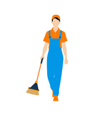 Flat vector people and illustration, man with janitor worker outfit