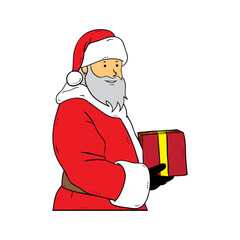 Cheerful Santa Claus Carrying a Special Gift.eps