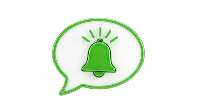 Green Bell Icon in Speech Bubble - Notification Concept - Powered by Adobe