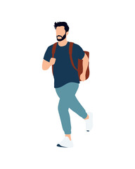 Flat vector people and illustration, man with casual outfit