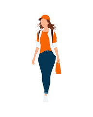 Flat vector people and illustration, woman with casual outfit