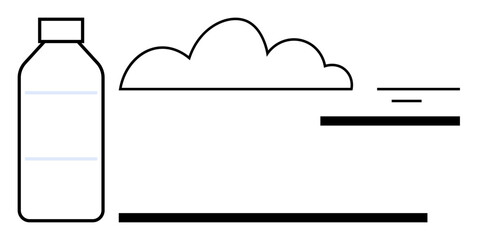 Environment theme. Environment with a water bottle, cloud, and lines ecology, sustainability, and conservation. Environment awareness promoting sustainable living. Usable for eco campaigns