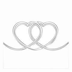 Hand drawn two connected hearts symbolizing unity and affection