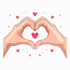 Hand drawn hands creating a heart symbol expressing love and warmth
