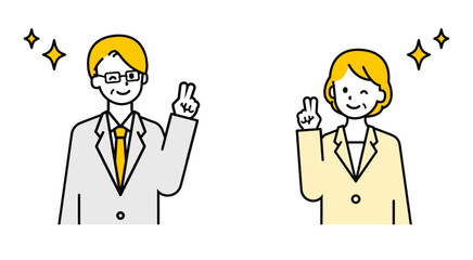 シンプルなシニアの会社員の男女_ピース