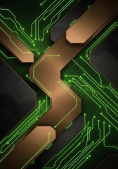 Abstract technological interface with neon lightings and geometric shapes