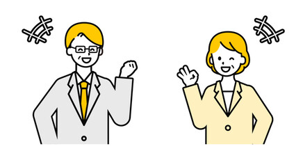 シンプルなシニアの会社員の男女_OK