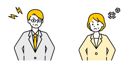 シンプルなシニアの会社員の男女_怒る