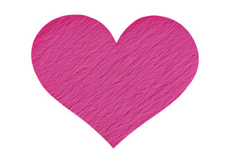 Heart-shaped pink sticky note isolated on white background (textured paper)