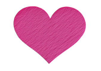 Heart-shaped pink sticky note isolated on white background (textured paper)
