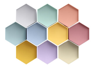 Hexagon sticky paper pastel tone isolated on white background (second variation)