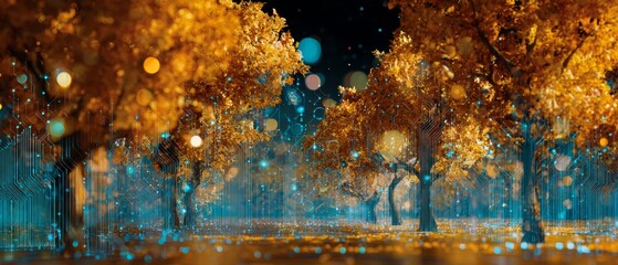 Fototapeta premium Majestic autumn alleys: a tranquil escape in the heart of nature