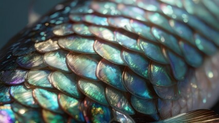 Fototapeta premium Close-up of iridescent fish scales