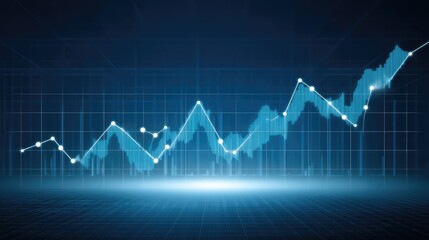 Data Visualization of Stock Market Growth with Abstract Line Chart and Blue Background in a Modern Digital Style