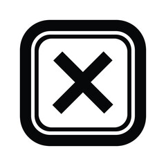 Obraz premium Black cross mark inside a rounded square icon, isolated on