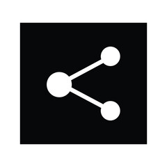 Simple white share icon with three connected nodes on a black square background