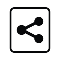 Simple black share icon inside a rounded square, isolated on