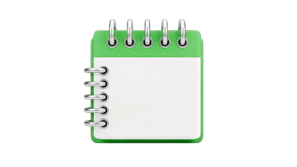 Green Notepad on White Background
