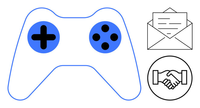 Gaming controller. Gaming interactivity, teamwork, and connectivity. Gaming highlights digital entertainment and communication. Useful for tech, esports, collaboration, and social media topics - Powered by Adobe
