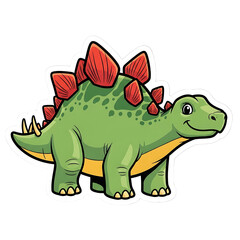 Fototapeta premium Cute Cartoon Stegosaurus Dinosaur Sticker Illustration for Kids.