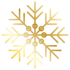 Gold snowflake, festive winter decoration on transparent background