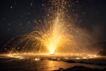 A Powerful Golden Radiance in the Cosmos, Cosmic Burst: Golden Light Erupting from a Stellar Core, The Golden Heart of a Spiral Galaxy