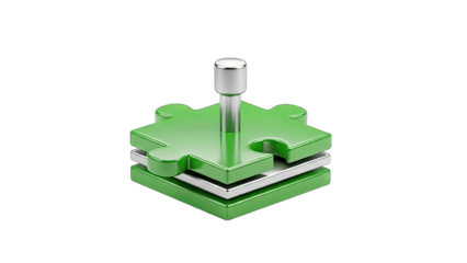 Green Puzzle Pieces Assembled with Silver Pin - Concept