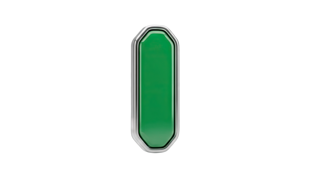 Green Rectangular Button with Silver Frame on White Background - Powered by Adobe